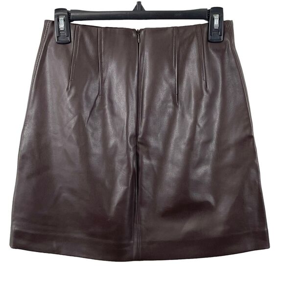 NWT M.M. Lafleur The Whitney Brown Vegan Faux Leather A-Line Mini Skirt Size 2 - Picture 4 of 10